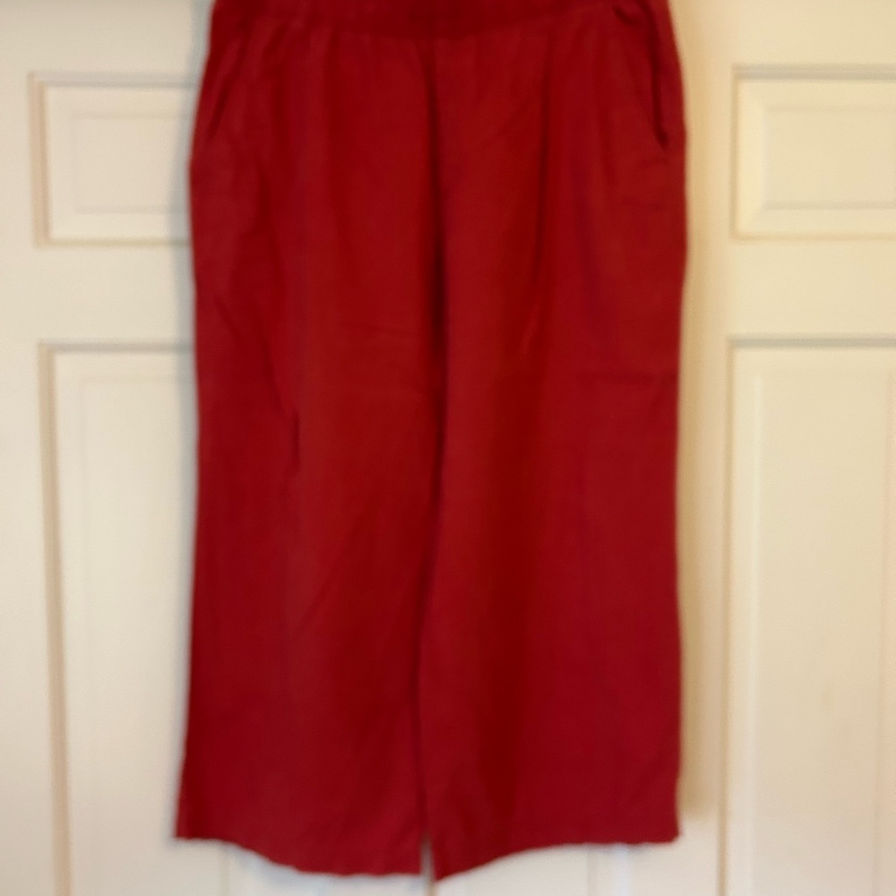 Old Navy Red Wide Leg Cropped Pants